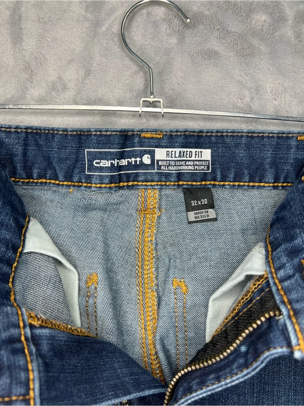 Carhartt Rugged Flex Relaxed Fit Utility Jeans Mens 32x30 Blue Work Denim BD2808